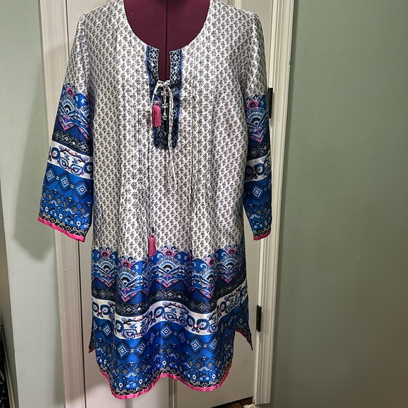 Soft Surroundings Tops - Soft Surroundings Blue and Pink Patterned Blouse